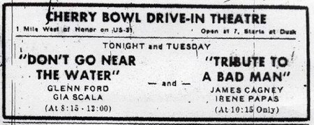 Cherry Bowl Drive-In Theatre - Old News Ad (newer photo)